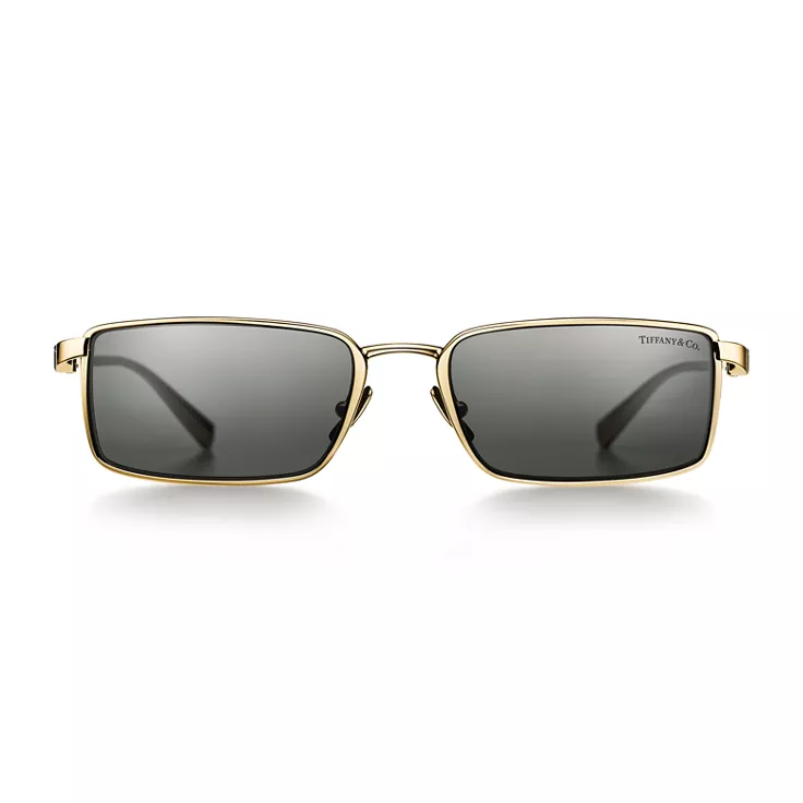 Tiffany T:Sunglasses in Gold-plated Metal with Dark Gray Lenses, 1