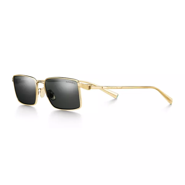 Tiffany T:Sunglasses in Gold-plated Metal with Dark Grey Lenses