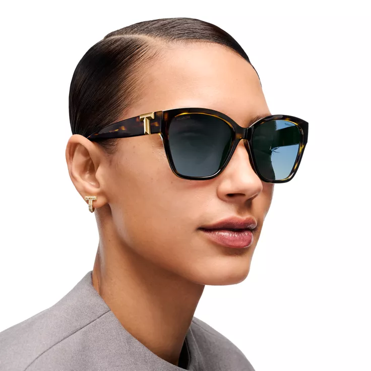 Collezione T by Tiffany:Occhiali da sole in acetato tartarugato con lenti sfumate Tiffany Blue&reg;, 1