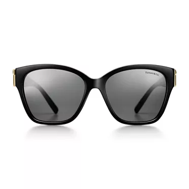 Collezione T by Tiffany:Occhiali da sole in acetato nero con lenti grigio scuro, 2