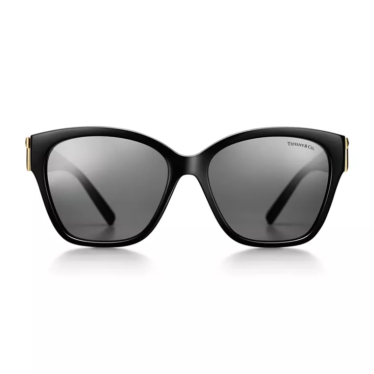 Tiffany T:Gafas de sol de acetato negro con cristales color gris oscuro, 1