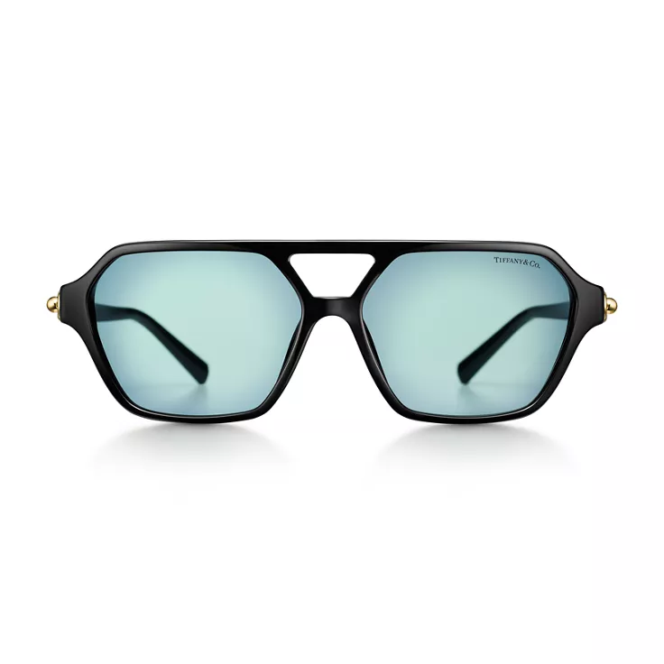 Tiffany HardWear:Gafas de sol de acetato negro con cristales color Tiffany Blue&reg;, 1