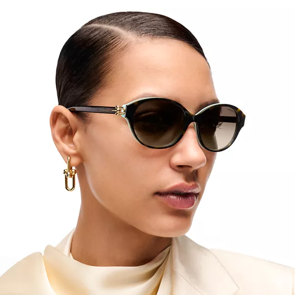 Tiffany HardWear:Sonnenbrille aus Acetat in Schildpatt mit braunen Gl&auml;sern