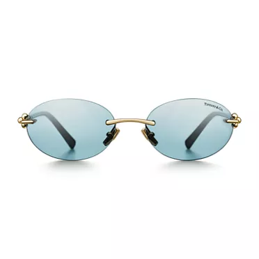 Tiffany HardWear:Sunglasses in Pale Gold-coloured Metal with Tiffany Blue&reg; Lenses, 2