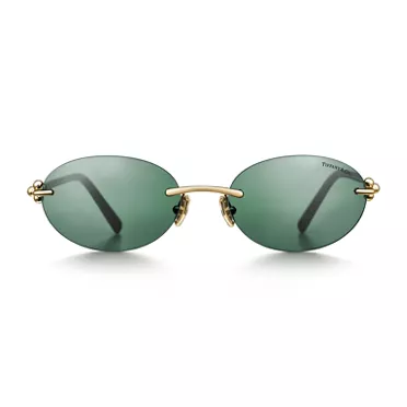 Tiffany HardWear:Sunglasses in Pale Gold-colored Metal with Dark Green Lenses, 2