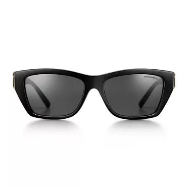 Tiffany T:Gafas de sol de acetato negro con cristales color gris oscuro, 2