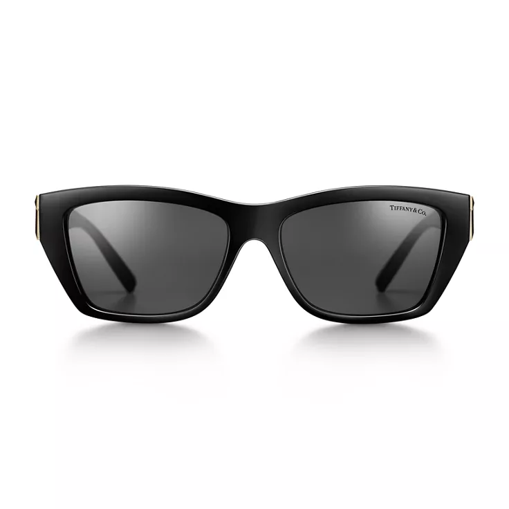 Tiffany T:Gafas de sol de acetato negro con cristales color gris oscuro, 1