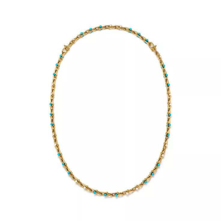 Tiffany HardWear:Transformable Long Necklace in Gold with Pearls and Turquoise, 4