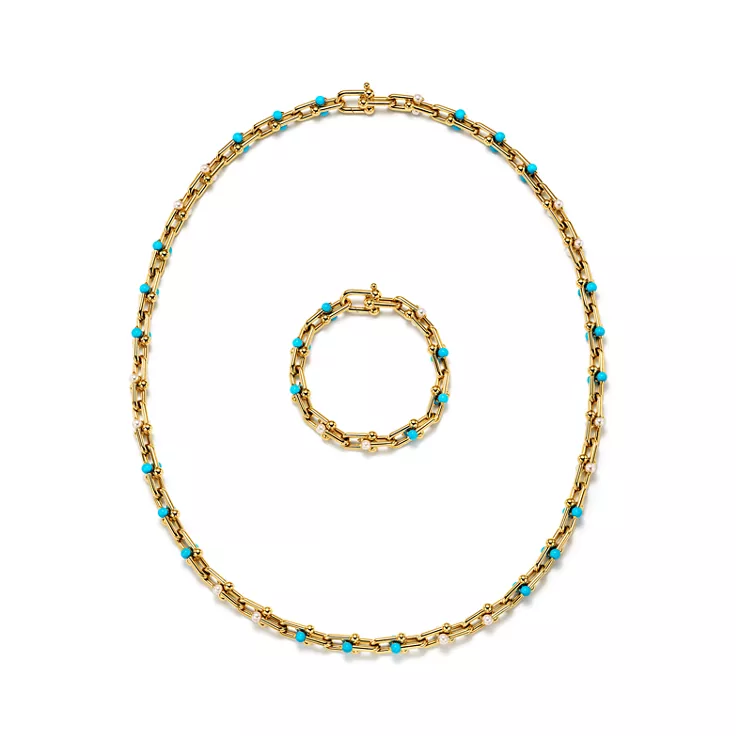 Tiffany HardWear:Transformable Long Necklace in Gold with Pearls and Turquoise, 5