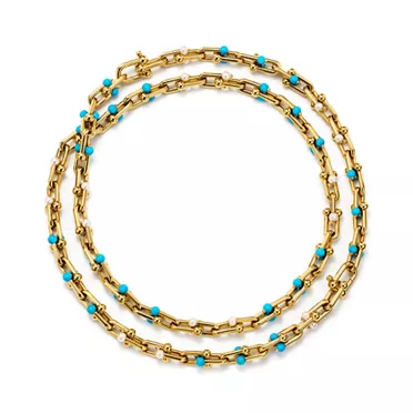 Tiffany HardWear:Transformable Long Necklace in Gold with Pearls and Turquoise, 6