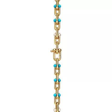 Tiffany HardWear:Transformable Long Necklace in Gold with Pearls and Turquoise, 7