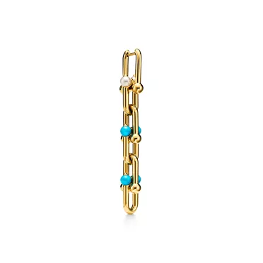 Tiffany HardWear:Medium Link Drop Earrings in Gold with Pearls and Turquoise, 2
