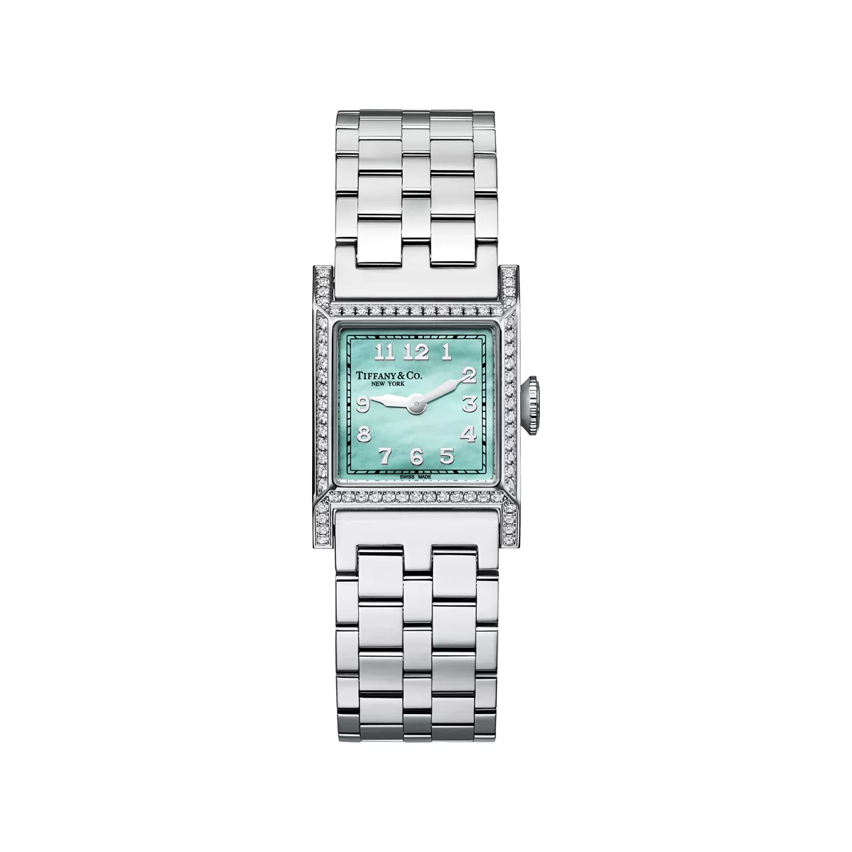 20-mm-Uhr aus Edelstahl mit Zifferblatt in Tiffany Blue&reg; und Diamanten