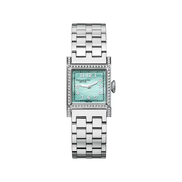 Union Square:Reloj de 20&nbsp;mm de acero inoxidable con esfera color Tiffany Blue&reg; y diamantes