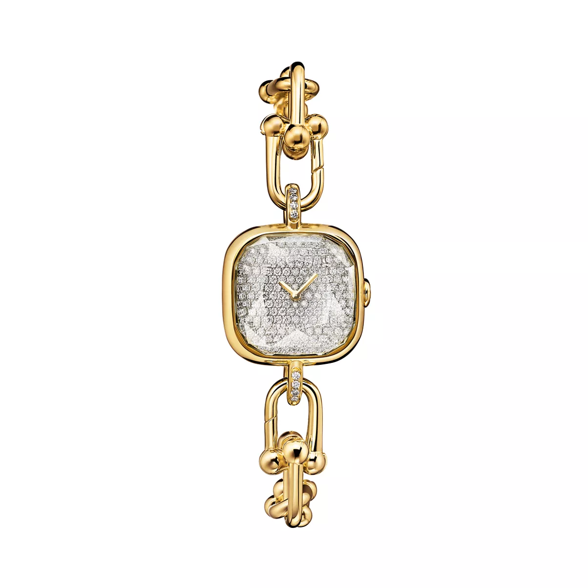 Watch in Yellow Gold with a Pav&eacute; Diamond Dial