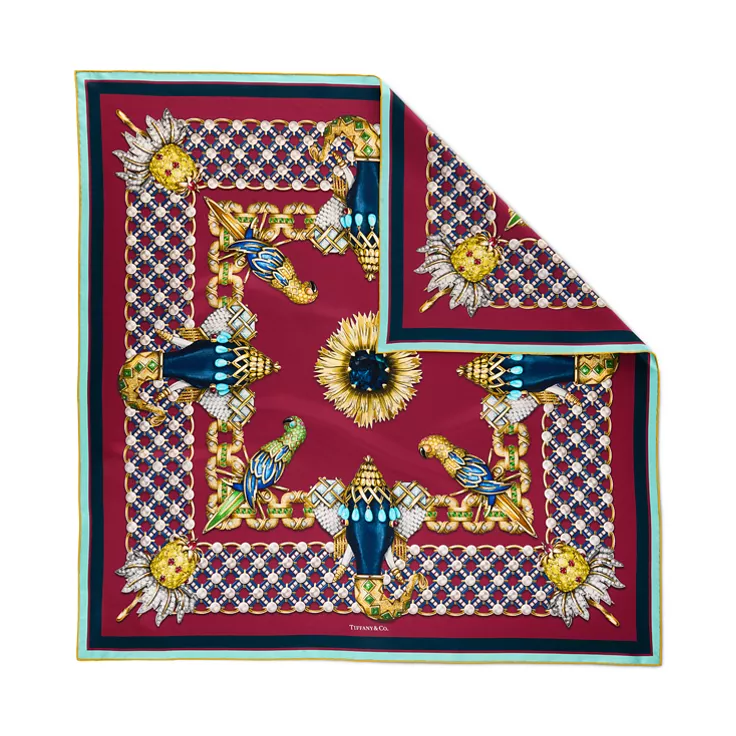 Tiffany Scarves:Elephant Scarf in Red Silk, 1
