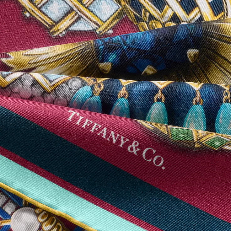 Tiffany Scarves:Elephant Scarf in Red Silk, 2