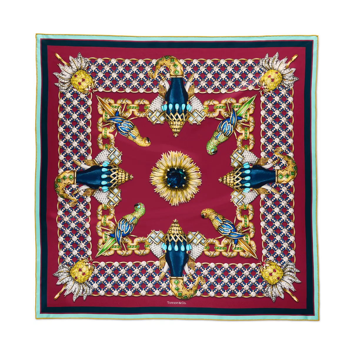 Elephant Scarf in Red Silk