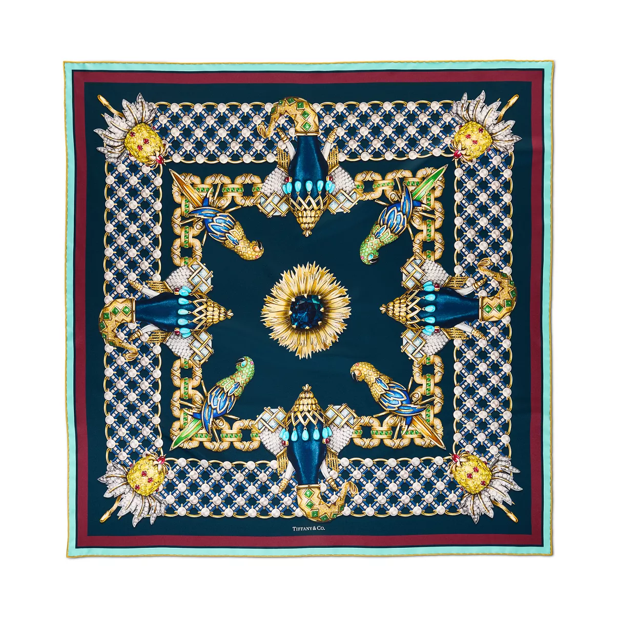 Elephant Scarf in Navy Silk