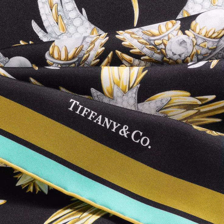 Tiffany Scarves:Wings Scarf in Black Silk, 2