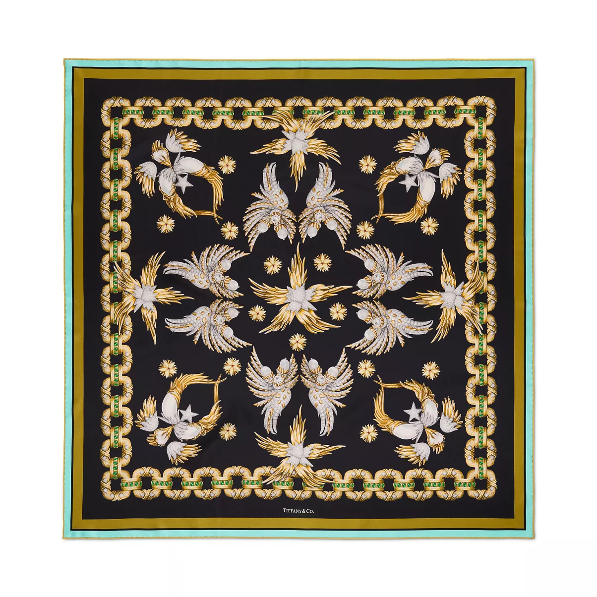 Wings Scarf in Black Silk