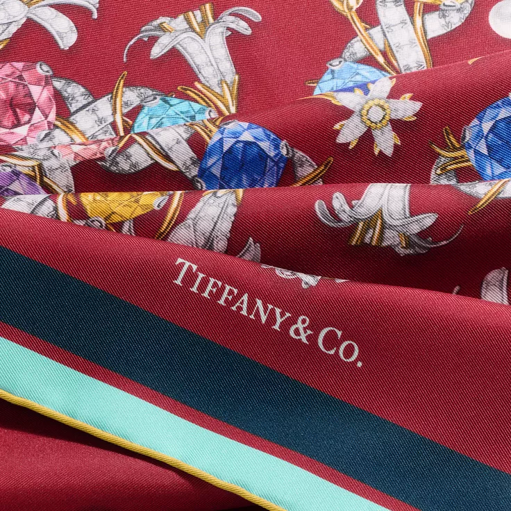 Tiffany Scarves:Jasmine Scarf in Red Silk, 2