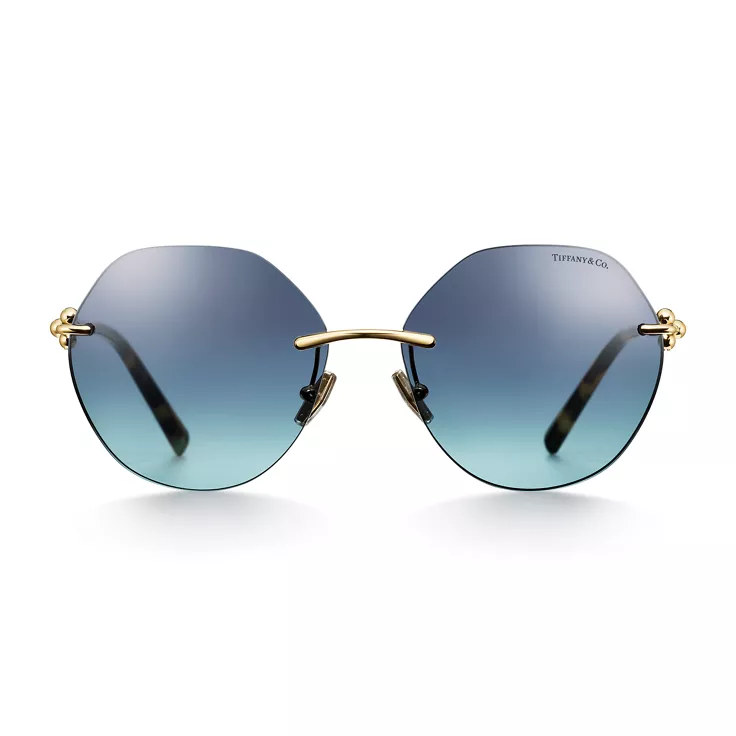 Tiffany HardWear:Sunglasses in Pale Gold-colored Metal with Gradient Lenses, 1