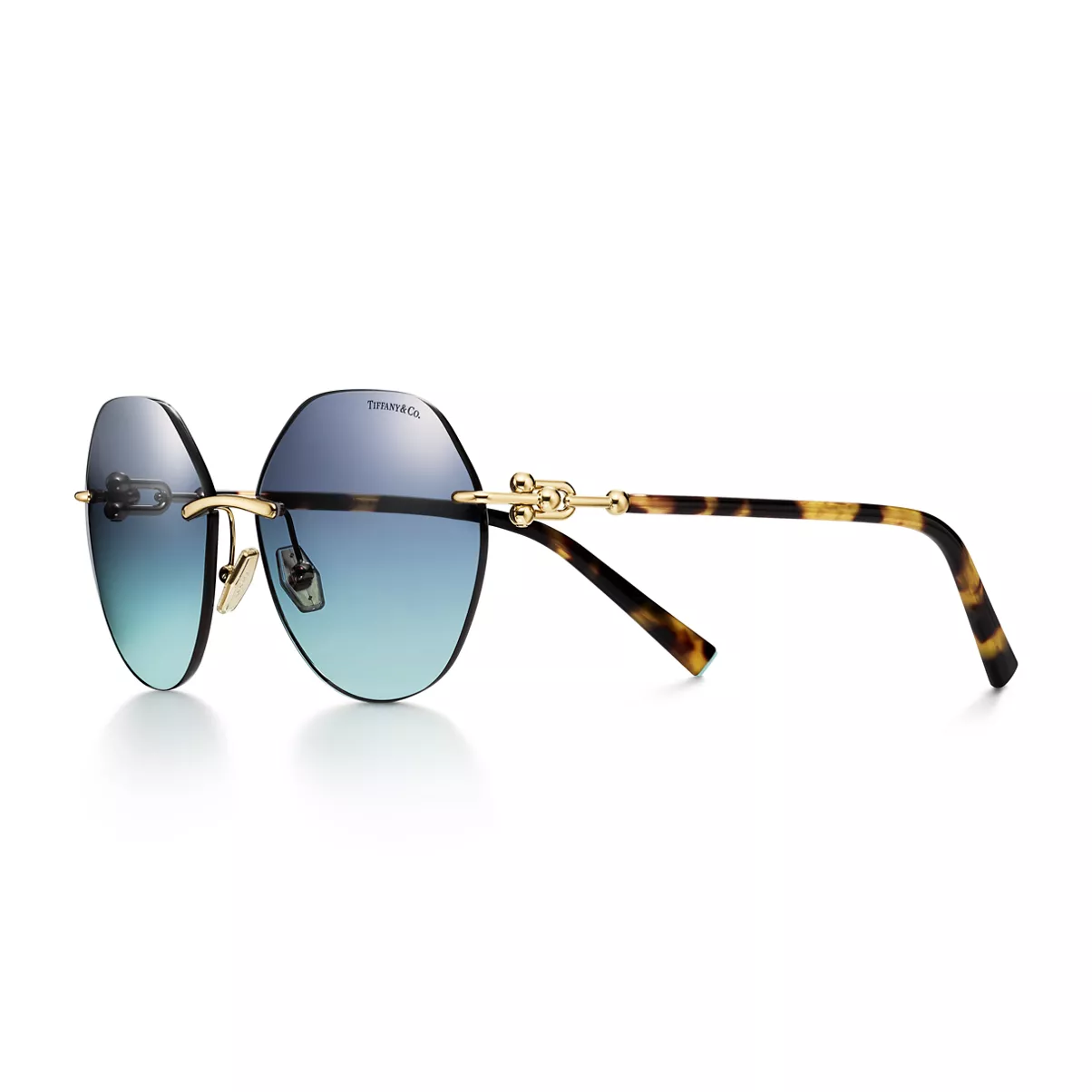 Sunglasses in Pale Gold-colored Metal with Gradient Lenses