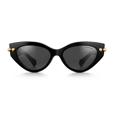 Tiffany HardWear:Sunglasses in Black Acetate with Dark Grey Lenses, 2