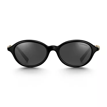 Tiffany Knot:Sunglasses in Black Acetate with Dark Grey Lenses, 2
