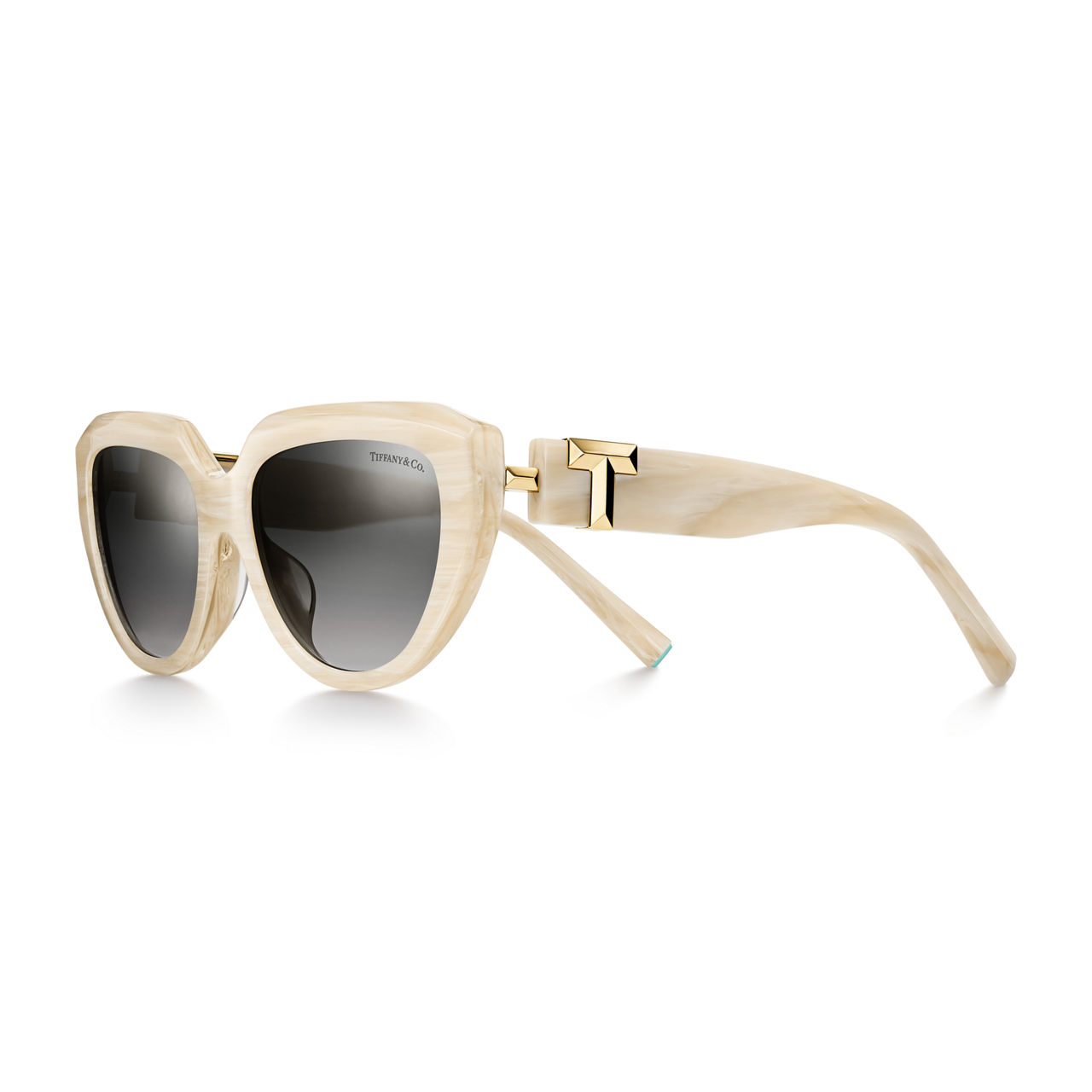 Sunglasses in Striped Ivory Acetate with Gray Gradient Lenses