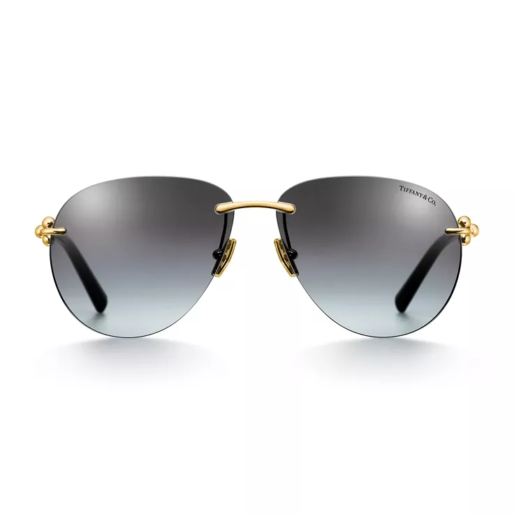 Tiffany HardWear:Gafas de sol de metal dorado con cristales en gris degradado, 1