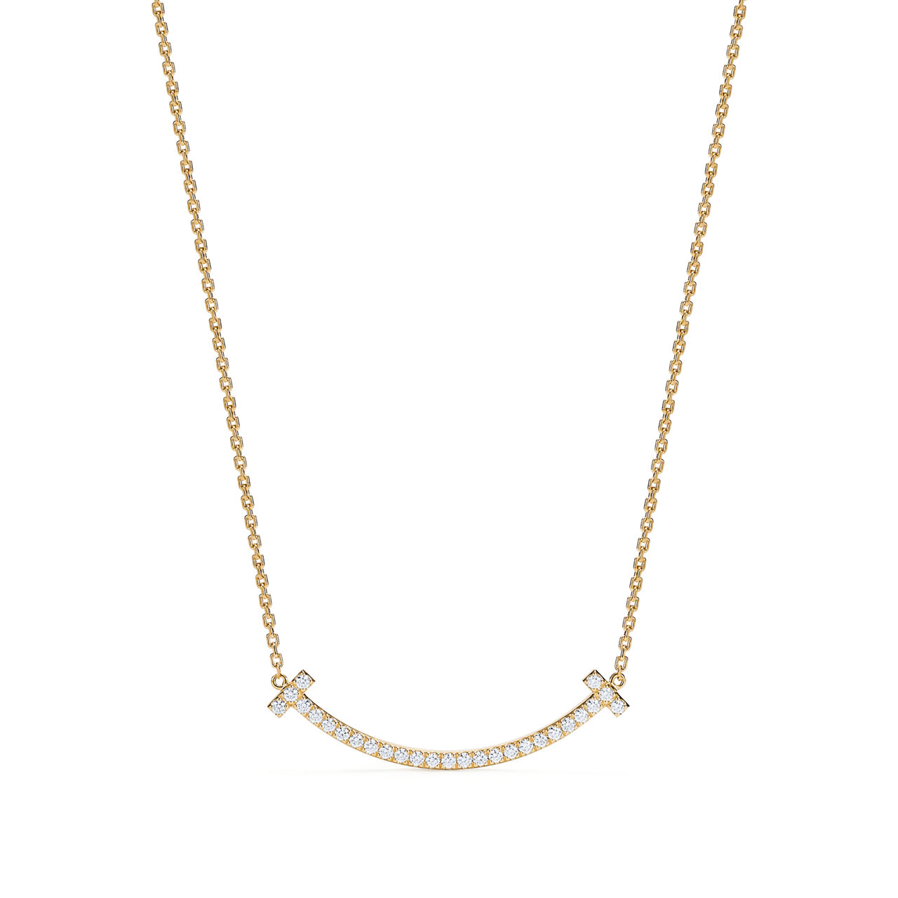 Tiffany T:Medium Smile Pendant in Gold with Diamonds | Tiffany