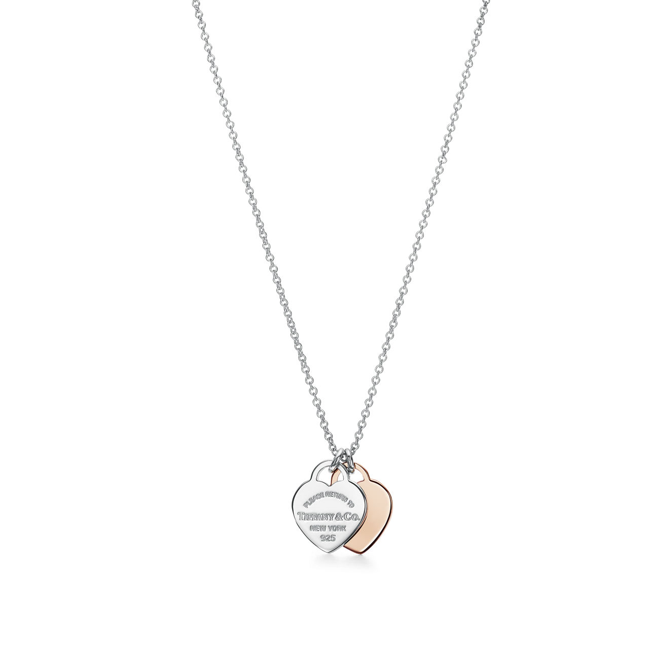 Return to Tiffany®:Double Heart Tag Pendant in Silver and Rose