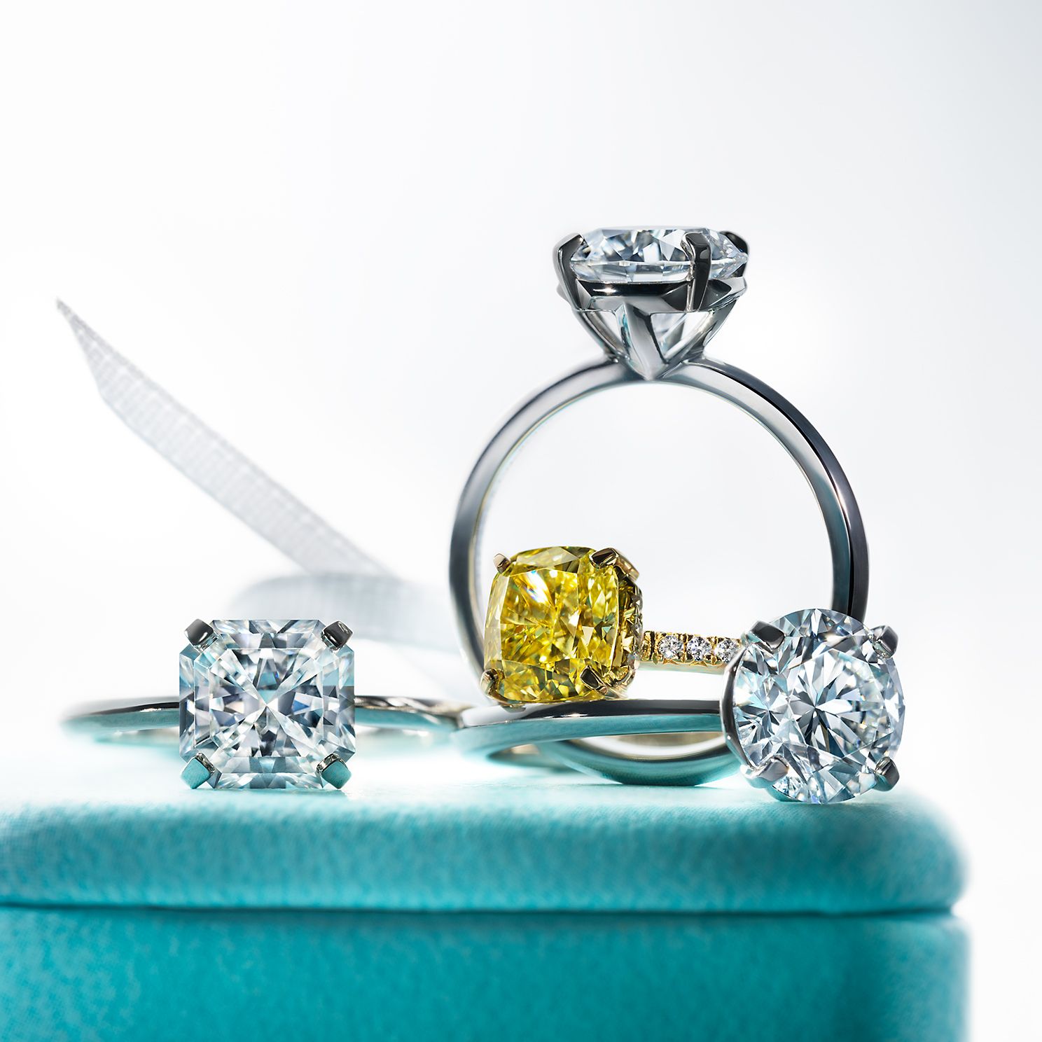 Real Certified 2 Carat Tiffany Blue/Green Moissanite Diamond e Anello in Argento Sterling al 100% Gioielli Anelli Anelli con solitario 