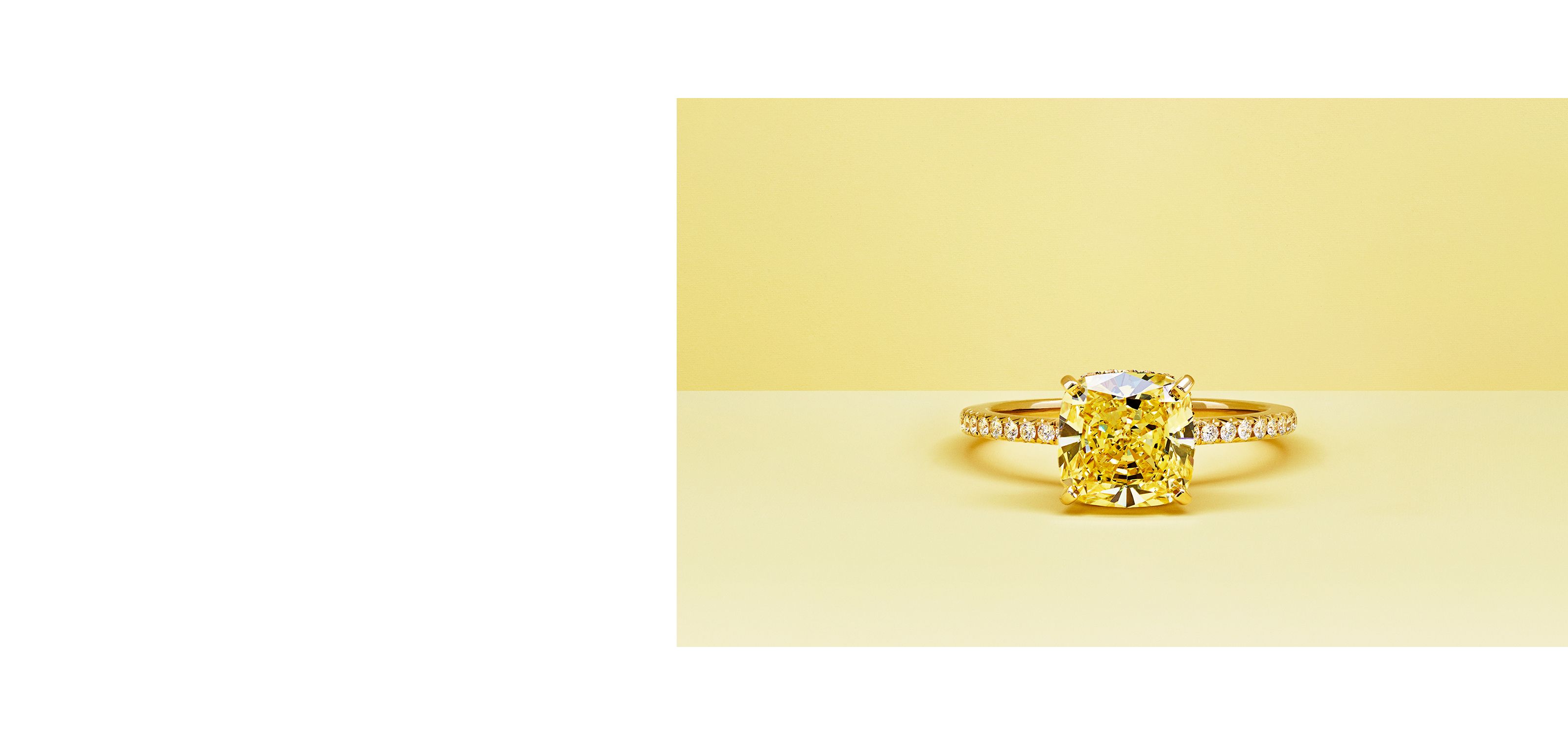 Tiffany True® engagement ring with a cushion-cut yellow diamond and a  diamond band in 18k gold - Tiffany