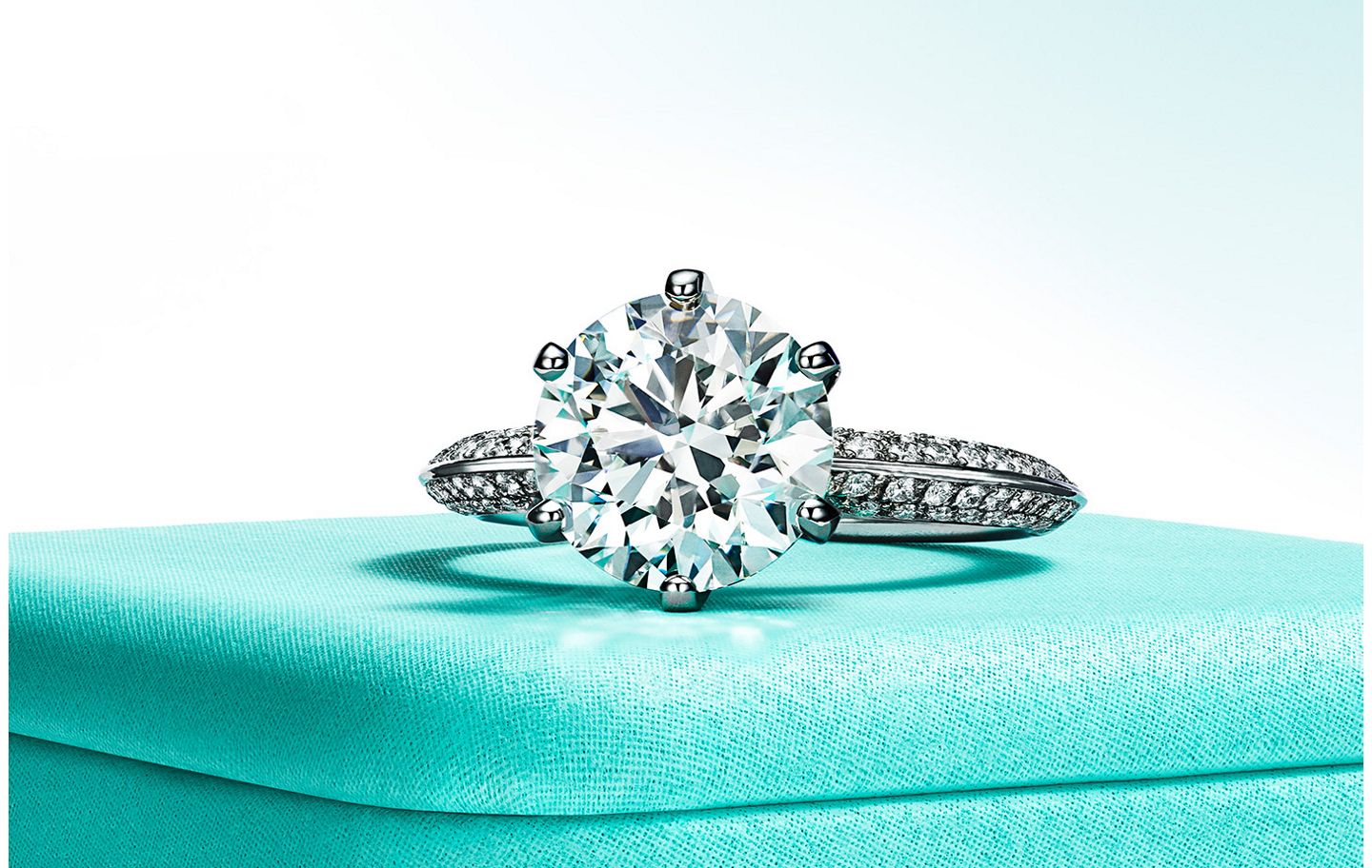 The Tiffany® Setting in platinum: world's most iconic engagement ring.