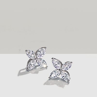 White gold diamond cut on sale earrings