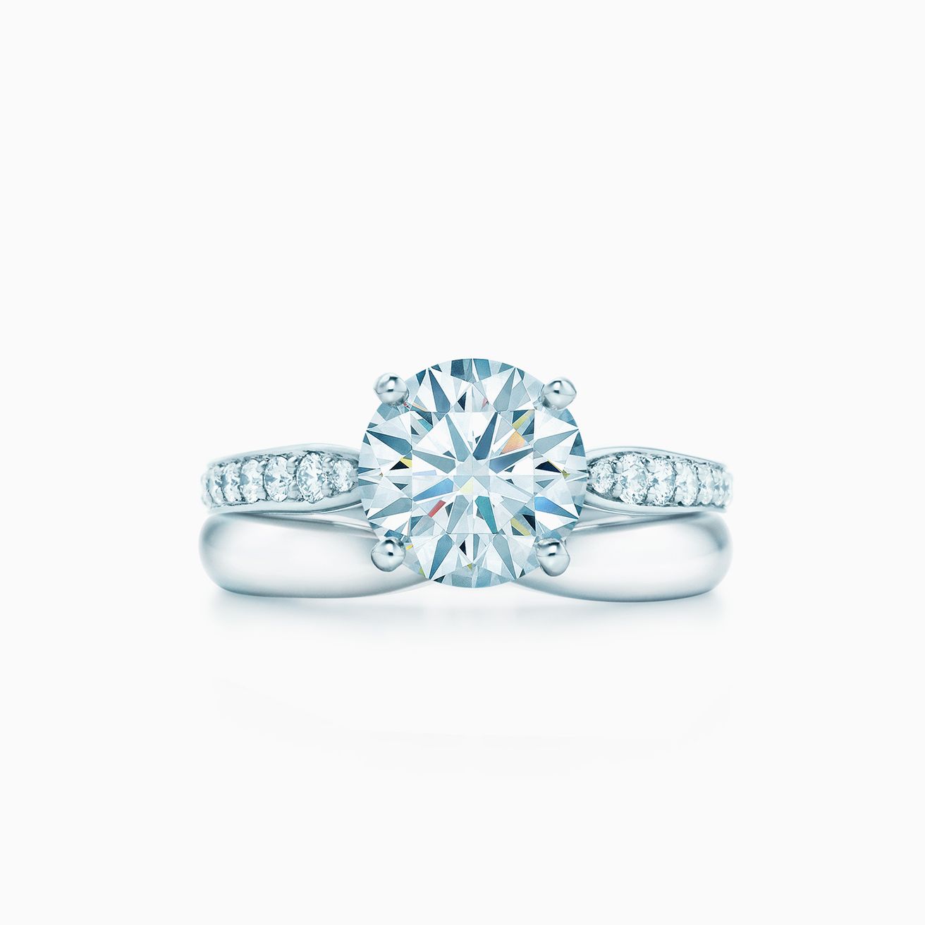  Tiffany  Harmony  engagement  ring  with a diamond band in 