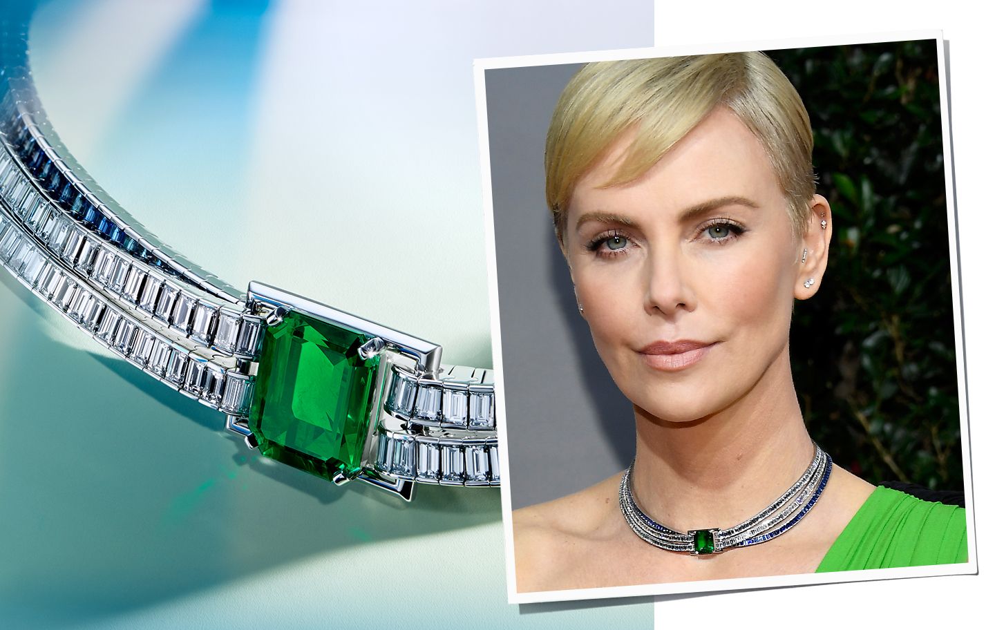 Charlize Theron in a striking necklace designed by Tiffany chief artistic officer Reed Krakoff